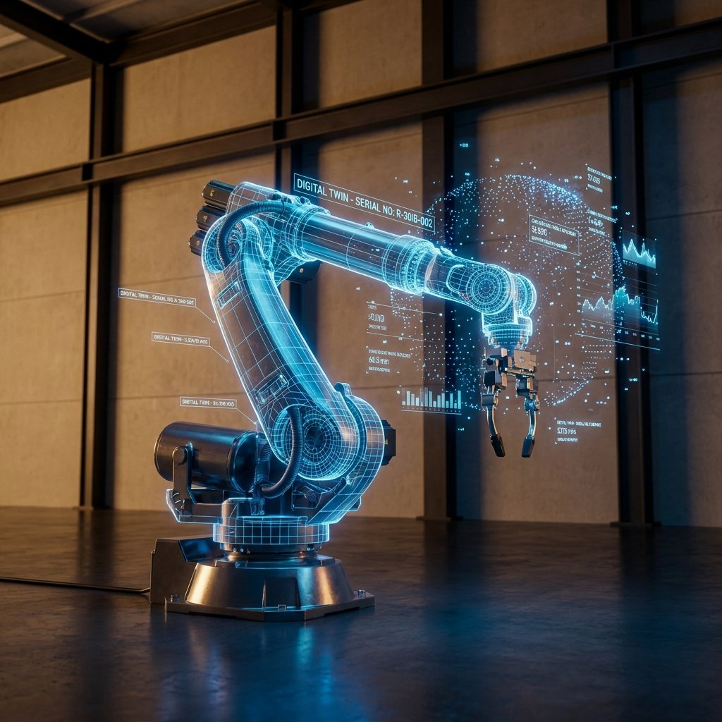 Digital twin visualization of an industrial robotic arm